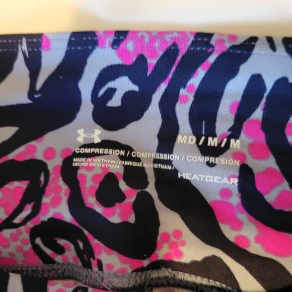 Under Armour Leggings Blue Pink Print Activewear Size Medium - Picture 6 of 8